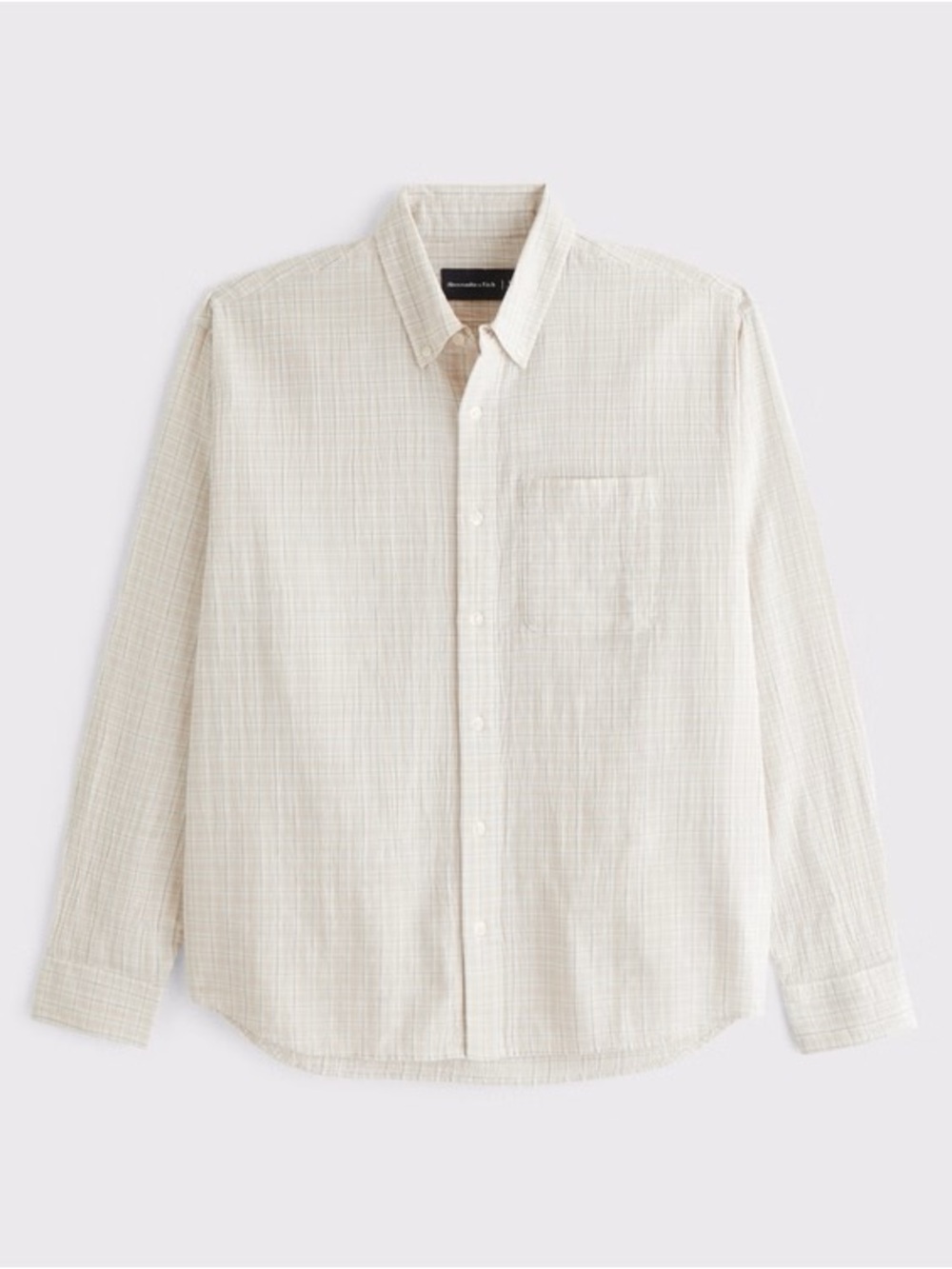 Abercrombie & Fitch Men’s Cream Plaid Textured Button Up